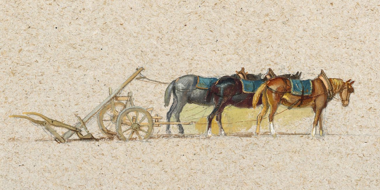 Study of Three Horses with a Plow